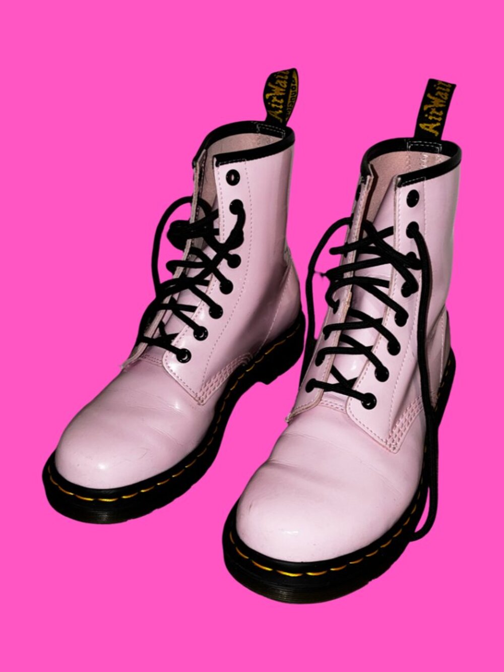 Sz.8*Doc Martens*Pink Patent Leather Combat Boots - Picture 2 of 10